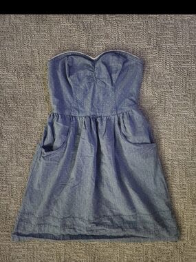 Mossimo Supply Co. Strapless Chambray Pocket Dress - Blue